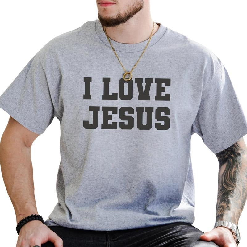 MAPTEES I Love Jesus Graphic Tee, Jesus Is King T-shirt For Men, Faith Based Shirt, Christian Men Tee, Religious Men Clothing, Love Like Jesus Tee