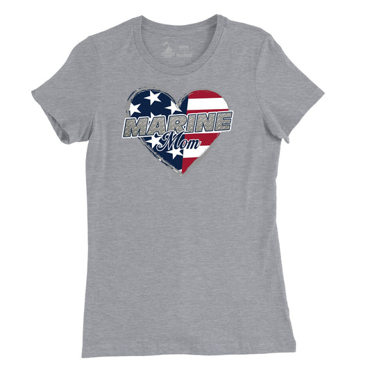 Women's Marine Mom Heart T-Shirt