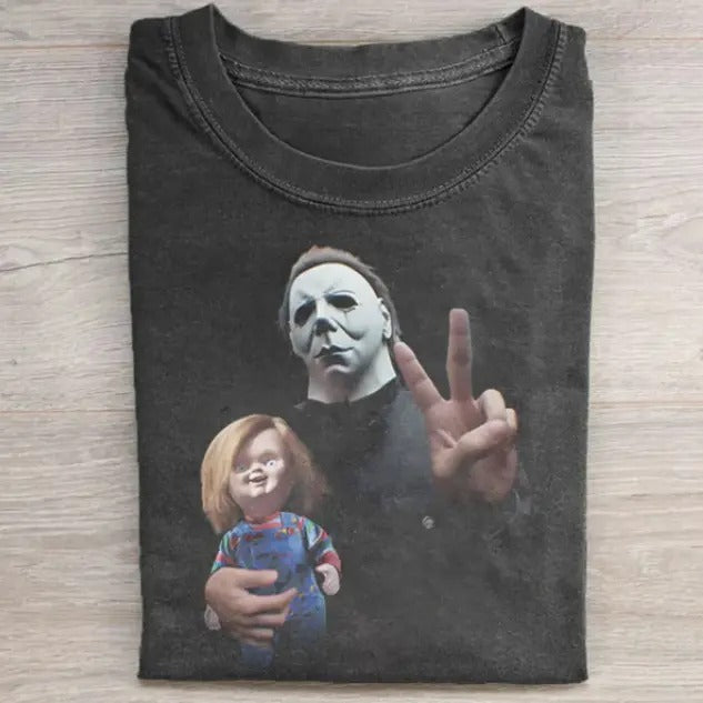 MICHAEL MYERS X CHUCKY HI TEE, Horror Movie Shirt, Horror Character, Funny Halloween Shirt, Unisex T-Shirt, Gift For Men Women