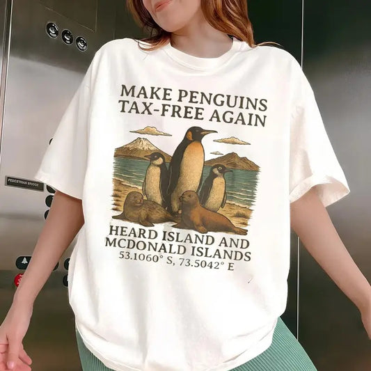 Make Penguins Tax-Free Again Funny Tariffs Meme Shirt, Resist Penguins Shirt, Anti-Trump Anti Tariffs Unisex Tee