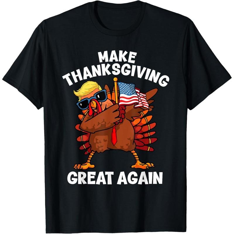 Make Thanksgiving Great Again Dabbing Turkey Trump American T-Shirt made in usa