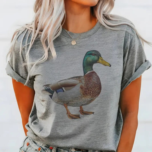 Mallard Duck Graphic Tee Ducking Hunting Tshirt Unisex Casual Crewneck T-Shirt Sublimation Womens Tees