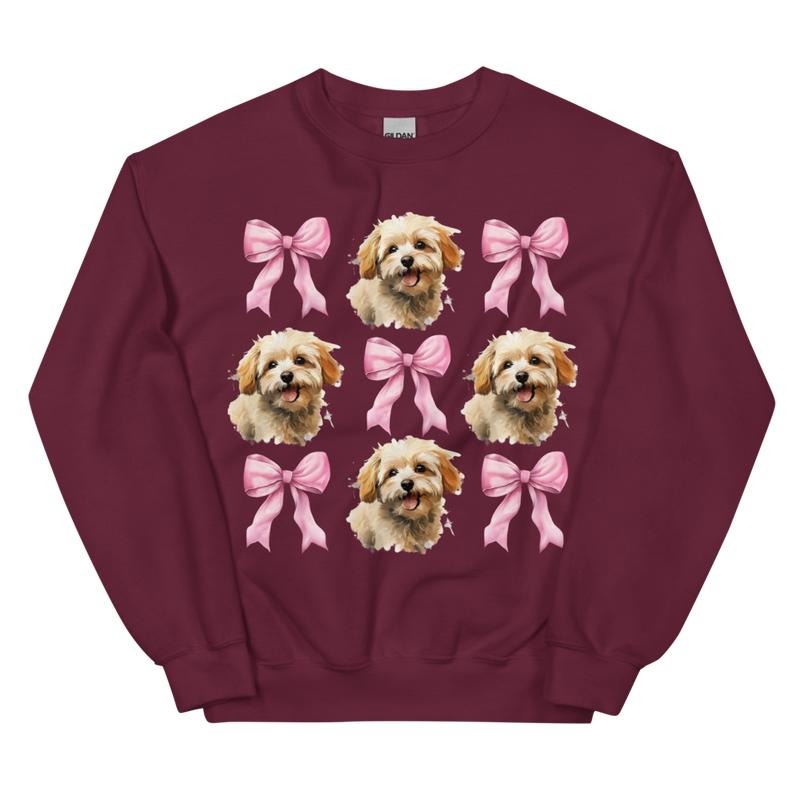 Maltipoo Pink Bow Dog Sweatshirt