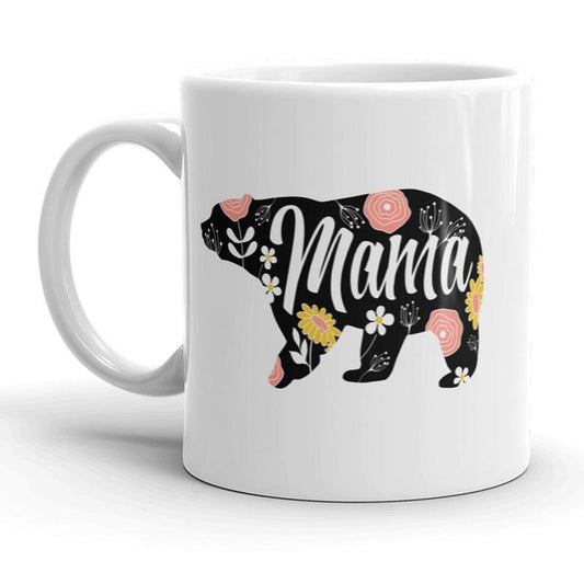 Mama Bear Floral Mug Cute Mothers Day Coffee Cup - 11oz Funny Coffee Mugs Ceramic Printed Drinkware Cup