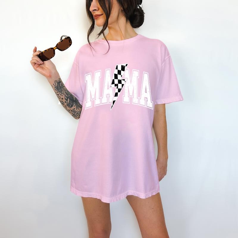 Mama Lightning Bolt - T-Shirt, MAMA Lettering Shirt, Bright Graphic, Funny Apparel, Gift Idea, Relaxed Fit, Casual Apparel, Cute Top, Great with Jeans, All Seasons, Fun Style, Comfortable Shirt