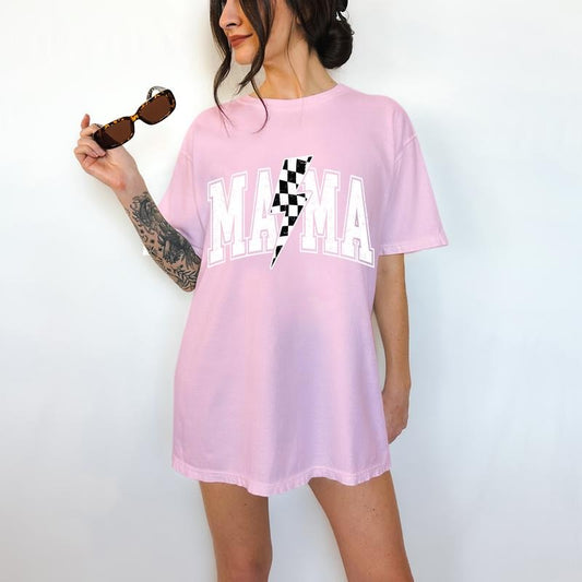 Mama Lightning Bolt - T-Shirt, MAMA Lettering Shirt, Bright Graphic, Funny Apparel, Gift Idea, Relaxed Fit, Casual Apparel, Cute Top, Great with Jeans, All Seasons, Fun Style, Comfortable Shirt
