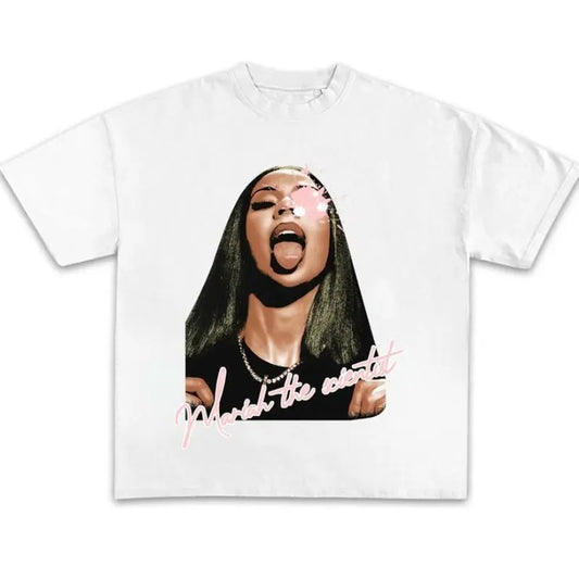 Mariahhh Pink Paint Graphic Shirt Cotton Fabric Tee Top Womenswear