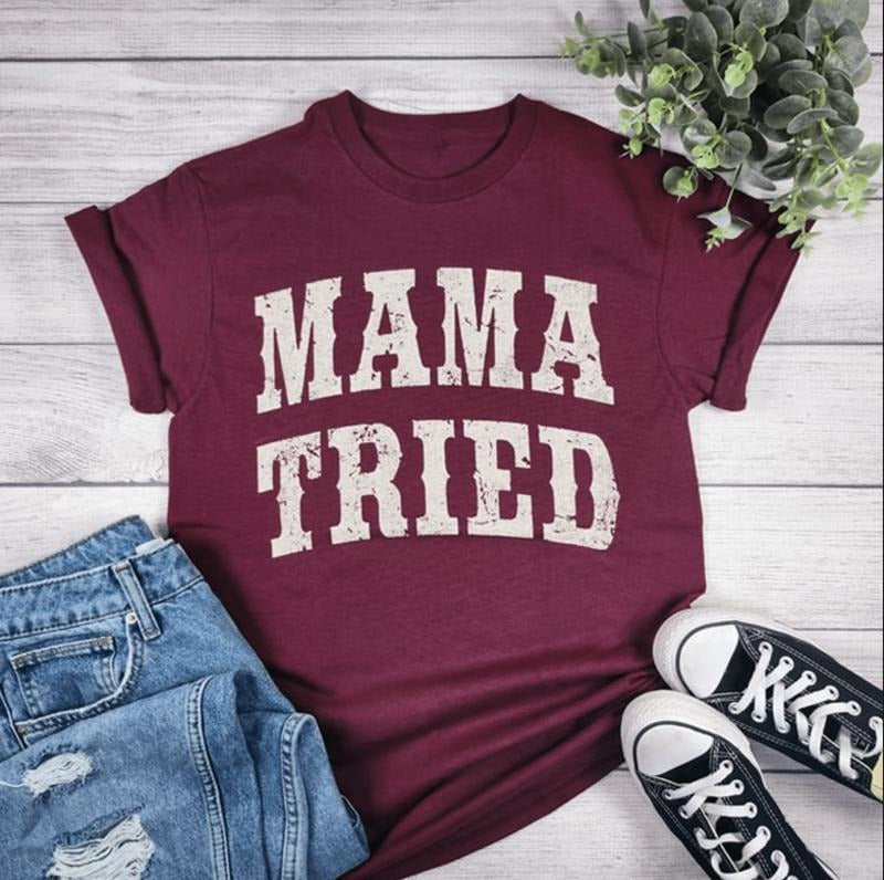 Maroon Mama Tried Graphic T-shirt
