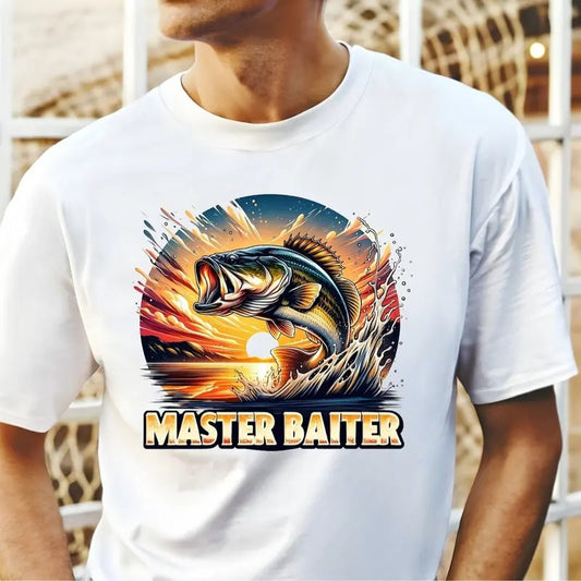 Master Baiter Bass Colorful Fish Men Shirt, Fishing Funny Sarcastic Summer Tee, Fisherman Tee, Father's Day Gift, Gift for Him