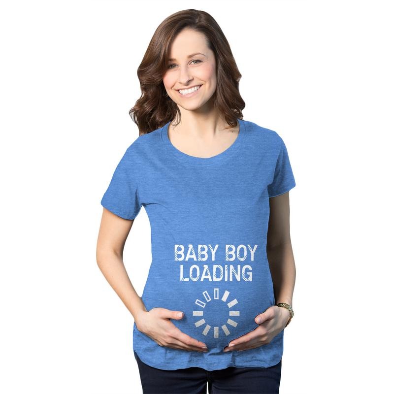 Maternity Baby Boy Loading Funny Nerdy Pregnancy Announcement T shirt Funny Graphic Maternity Tee Cute Pregnancy Tees With Plus Sizes Funny Nerd Short Sleeve Funny Maternity Shirts