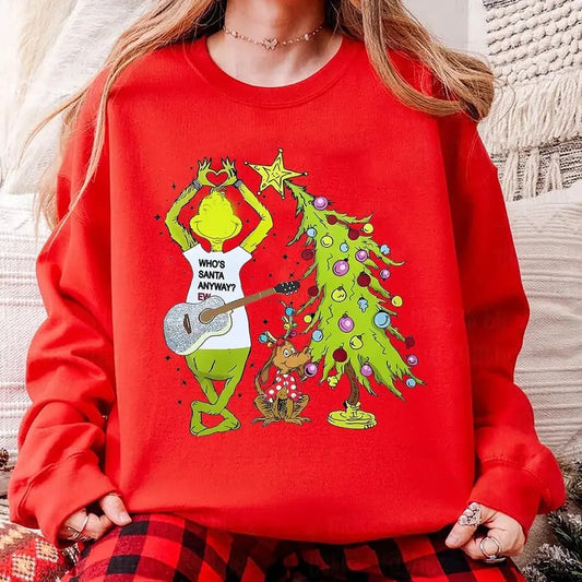 Mean Guy Who's Santa Anyway Ew Sweatshirt, Funny Christmas Sweatshirt, Unisex Retro Xmas Tees, Christmas Gift For Women