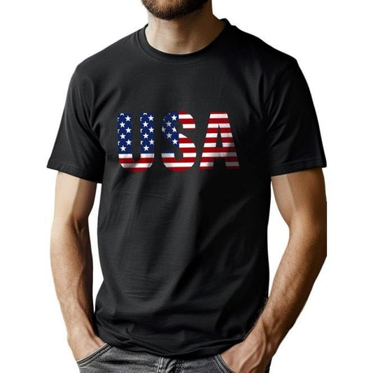 Men's 4th of July Shirts American Flag Patriotic Shirts Short Sleeve USA Memorial Day Cotton T Shirts Made in USA