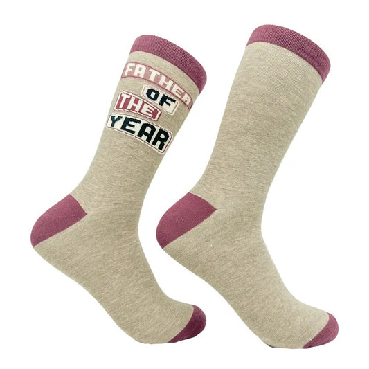 Men's Father of the Year Socks Funny Cool Fathers Day Award Gift Footwear Funny Graphic Socks Comfortable Fitted Spandex Cotton