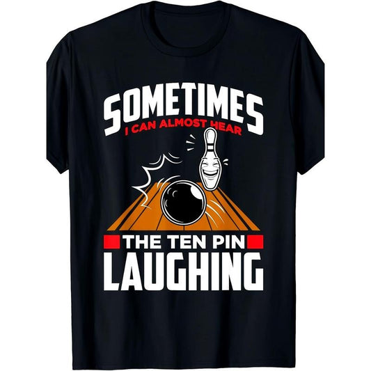 Men's Funny Bowling Print T-Shirt - 100% Cotton, Crew Neck, Short Sleeve - Perfect for Summer & Casual Wear made in usa
