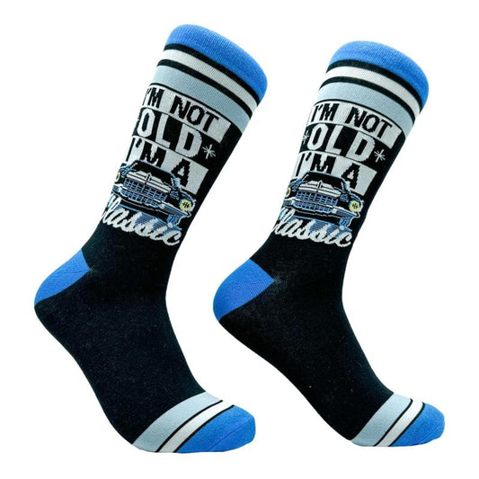 Men's Im Not Old Im A Classic Socks Funny Retro Car Joke Footwear Funny Graphic Socks Comfortable Fitted Spandex Cotton
