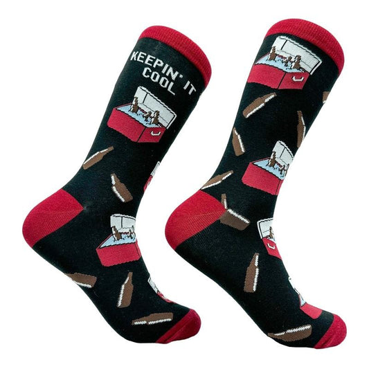 Men's Keepin It Cool Socks Funny Cold Beer Drinking Lovers Footwear Funny Graphic Socks Comfortable Fitted Spandex Cotton