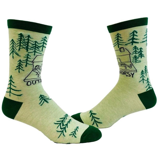 Men's Outdoorsy Socks Funny Camping Forest Woods Nature Novelty Footwear Funny Graphic Socks Comfortable Fitted Spandex Cotton
