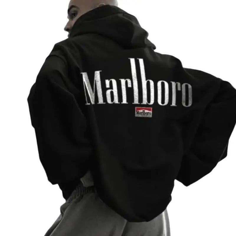 Men's Oversized Racing Graphic Back Side Print T-Shirt Sweatshirt Hoodie, Marlboro Shirt, As Gift, Unisex All Style, For All, Classic Cotton Menswear