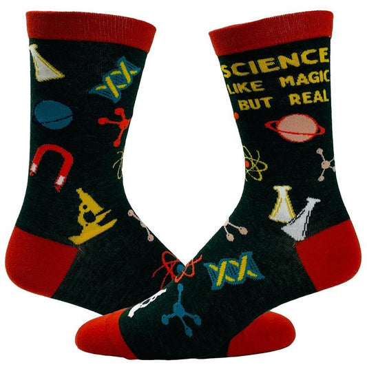 Men's Science Like Magic But Real Socks Funny Nerdy Chemistry Sarcastic Graphic Footwear Funny Graphic Socks Comfortable Fitted Spandex Cotton