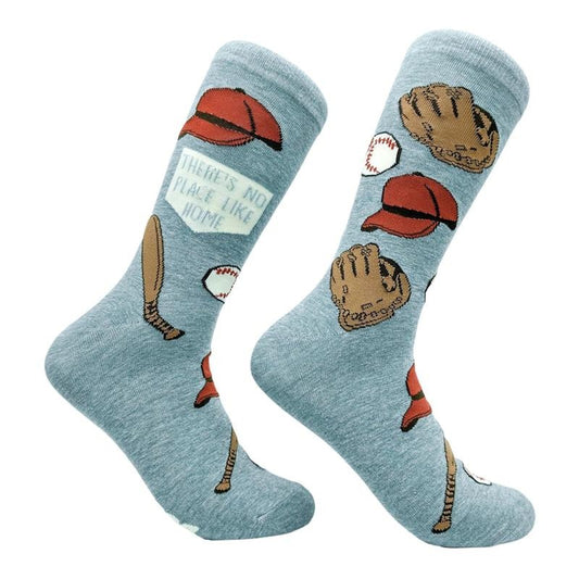 Men's Theres No Place Like Home Socks Funny Baseball Plate Base Footwear Funny Graphic Socks Comfortable Fitted Spandex Cotton