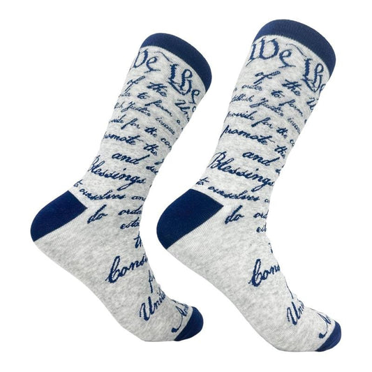 Men's US Constitution Socks Funny Patriotic 4th Of July USA Footwear Funny Graphic Socks Comfortable Fitted Spandex Cotton