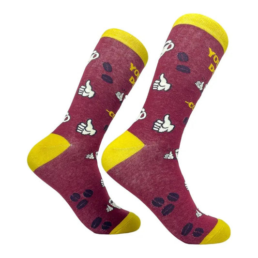 Men's You Can Do It Coffee Socks Funny Cafe Lover Cup Of Joe Graphic Novelty Footwear Funny Graphic Socks Comfortable Fitted Spandex Cotton