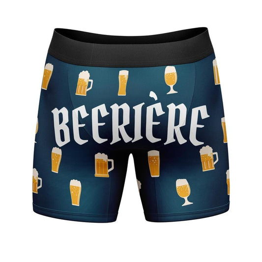 Mens Beeriere Boxers Funny Sarcastic Beer Derriere Butt Joke Mug Graphic Novelty Underwear For Guys Funny Graphic Boxers Sarcastic  Funny Beer  Mens Novelty Boxer Briefs Blue