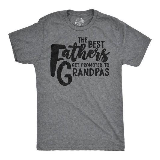 Mens Best Fathers Get Promoted To Grandpas Funny Family Relationship T shirt Mens Funny T Shirts Cool Tees Soft Stylish Casual Menswear Dad Joke Apparel for Men Funny Grandpa Short Sleeve Novelty Tees Dark Grey
