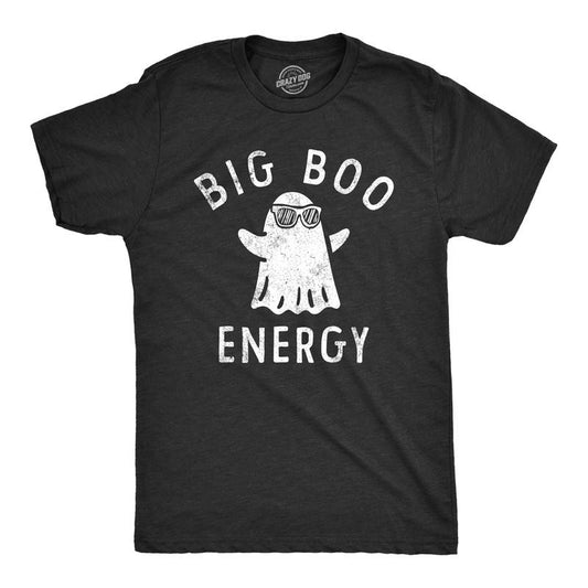 Mens Big Boo Energy T Shirt Funny Spooky Halloween Bed Sheet Ghost Tee For Guys Mens Funny T Shirts Cool Tees Soft Stylish Casual Menswear Halloween Apparel for Men Funny Sarcastic Short Sleeve Black -