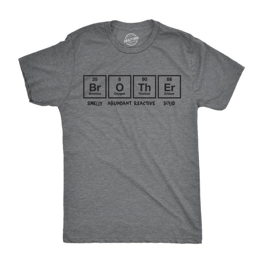 Mens Brother Periodic Table T shirt Nerdy Geeky Tee for Science Lovers Mens Funny T Shirts Cool Tees Soft Stylish Casual Menswear Nerd Apparel for Men Funny Brother Short Sleeve Novelty Tees for Guys Light Grey