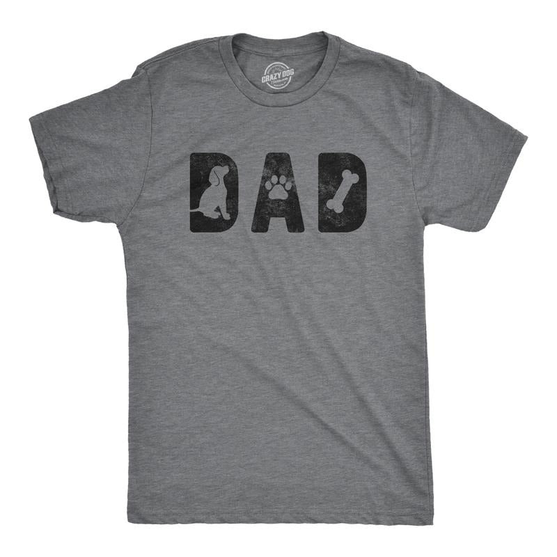 Mens Dad Dog T Shirt Funny Pet Puppy Dog Dad Graphic Novelty Tee Mens Funny T Shirts Cool Tees Soft Stylish Casual Menswear Funny Dog Short Sleeve Novelty Tees for Guys Dark Grey
