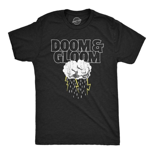 Mens Doom And Gloom T Shirt Funny Sarcastic Bad Weather Rain For Guys Mens Funny T Shirts Cool Tees Soft Stylish Casual Menswear Funny Introvert T Shirt Novelty Tees for Men Black -