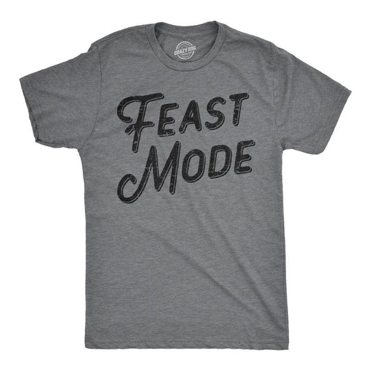 Mens Feast Mode T Shirt Funny Thanksgiving Dinner Tee Mens Funny T Shirts Cool Tees Soft Stylish Casual Menswear Thanksgiving Apparel for Men Funny Food Short Sleeve Novelty Tees for Guys Dark Grey