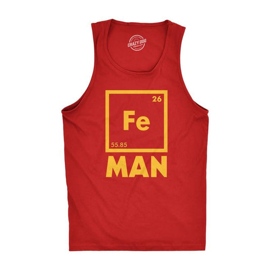 Mens Fitness Tank Iron Science Tanktop Cool Novelty Funny Nerdy Graphic Print T Shirt Funny Workout Shirt for Men with Plus Sizes Science Tank Top for Men Funny Movie Sleeveless Tee Novelty Tank Tops Red