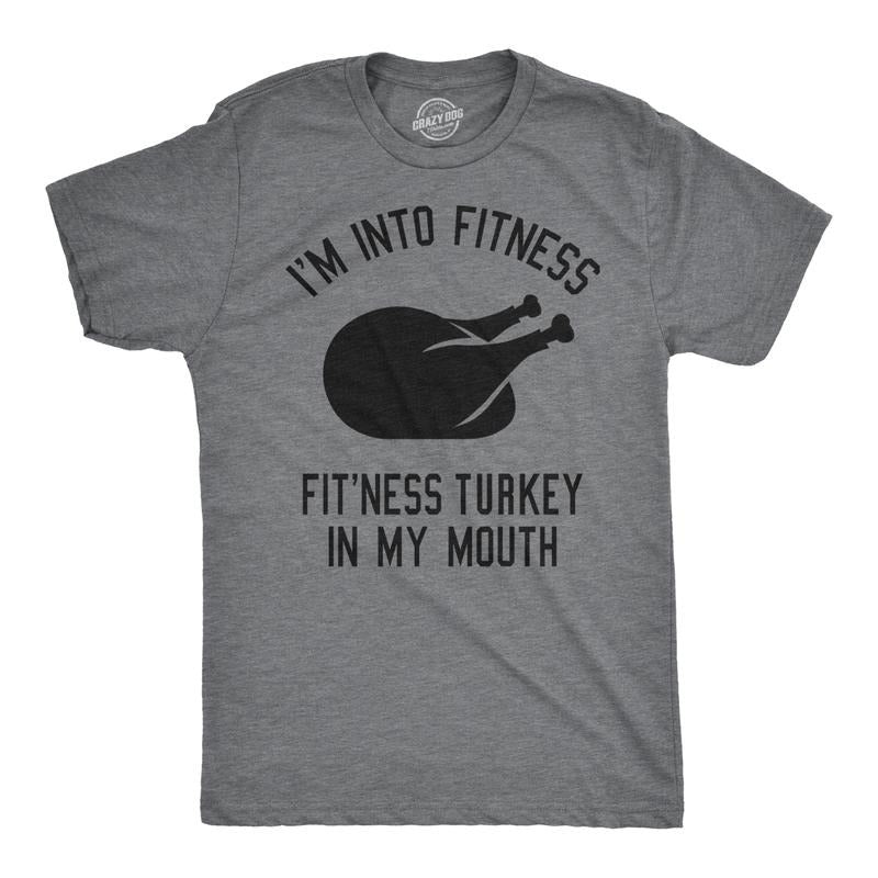 Mens Fitness Turkey In My Mouth T shirt Funny Thanksgiving Thankful Graphic Mens Funny T Shirts Cool Tees Soft Stylish Casual Menswear Thanksgiving Apparel for Men Funny Fitness Short Sleeve Novelty Dark Grey