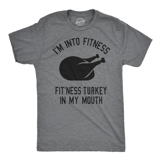 Mens Fitness Turkey In My Mouth T shirt Funny Thanksgiving Thankful Graphic Mens Funny T Shirts Cool Tees Soft Stylish Casual Menswear Thanksgiving Apparel for Men Funny Fitness Short Sleeve Novelty Dark Grey