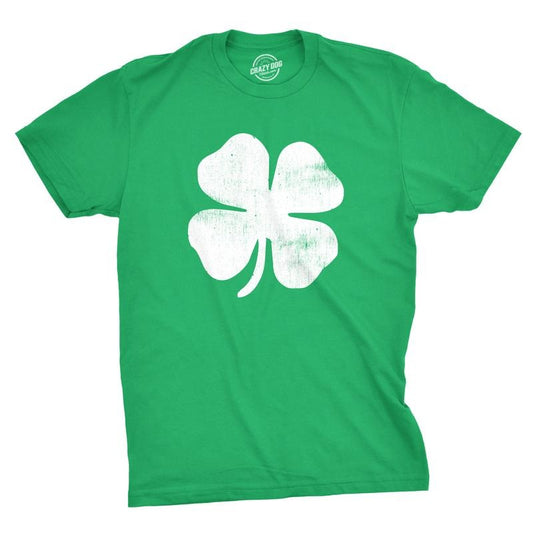 Mens Four Leaf Clover T Shirt Funny Saint Patricks Day Shamrock Lucky Irish Tee Mens Funny T Shirts Cool Tees Soft Stylish Casual Menswear Saint Patrick's Day Apparel for Men Novelty Tees for Guys Green -