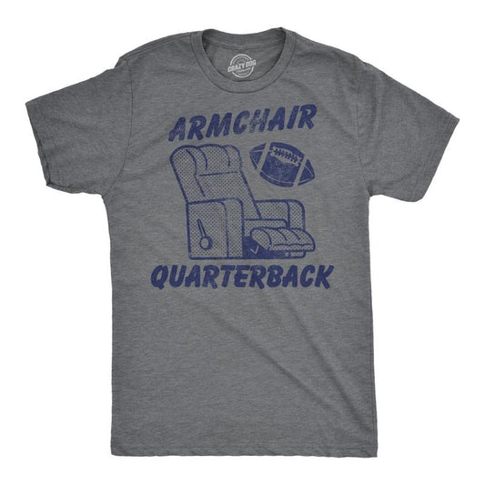 Mens Funny T Shirts Armchair Quarterback Sarcastic Football Lovers Graphic Novelty Tee For Men Mens Funny T Shirts Cool Tees Soft Stylish Casual Menswear Sarcastic Apparel for Men Funny Football Short Dark Grey