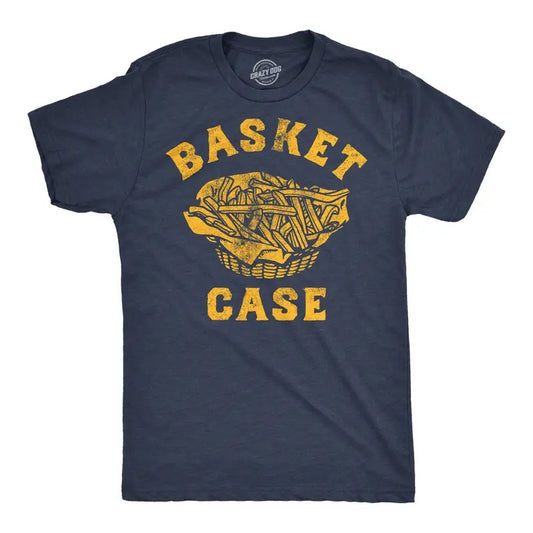 Mens Funny T Shirts Basket Case Sarcastic Frech Fries Graphic Tee for Men Mens Funny T Shirts Cool Tees Soft Stylish Casual Menswear Navy -