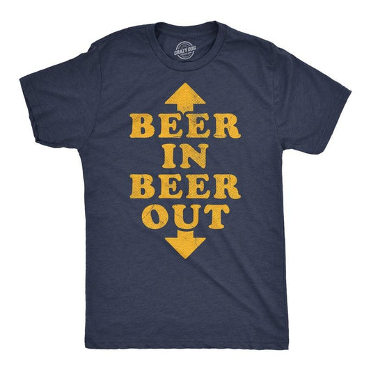 Mens Funny T Shirts Beer In Beer Out Sarcastic Drinking Graphic Novelty Tee For Men Mens Funny T Shirts Cool Tees Soft Stylish Casual Menswear Drinking Apparel for Men Funny Beer Short Sleeve Novelty Navy -