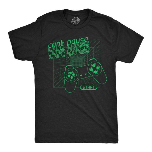 Mens Funny T Shirts Cant Pause Sarcastic Video Game Graphic Novelty Tee For Men Mens Funny T Shirts Cool Tees Soft Stylish Casual Menswear Sarcastic Apparel for Men Funny Gamer Short Sleeve Novelty Black -
