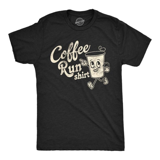 Mens Funny T Shirts Coffee Run Shirt Sarcastic Caffeine Lovers Graphic Novelty Tee For Men Mens Funny T Shirts Cool Tees Soft Stylish Casual Menswear Sarcastic Apparel for Men Funny Coffee Short Black -