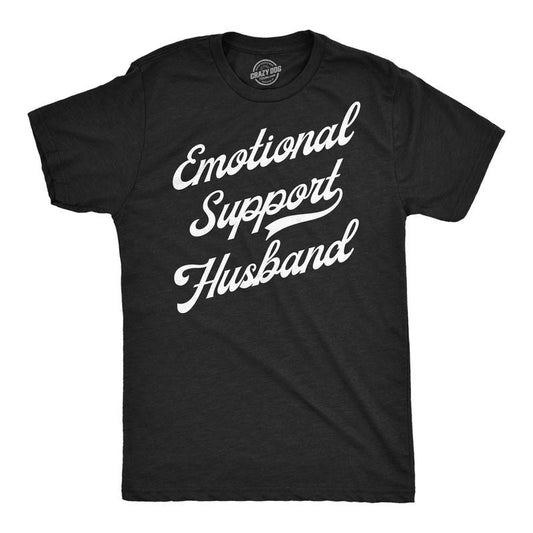 Mens Funny T Shirts Emotional Support Husband Sarcastic Graphic Tee for Men Mens Funny T Shirts Cool Tees Soft Stylish Casual Menswear Black -