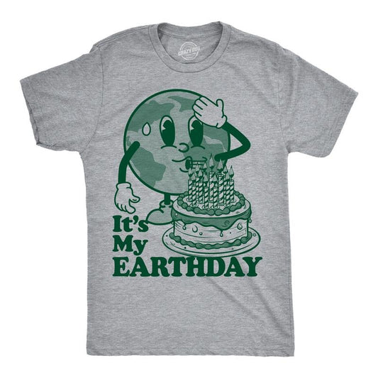 Mens Funny T Shirts Its My Earth Day Sarcastic Graphic Tee for Men Mens Funny T Shirts Cool Tees Soft Stylish Casual Menswear Sarcastic Apparel for Men Funny Environmental Short Sleeve Novelty Tees Light Grey