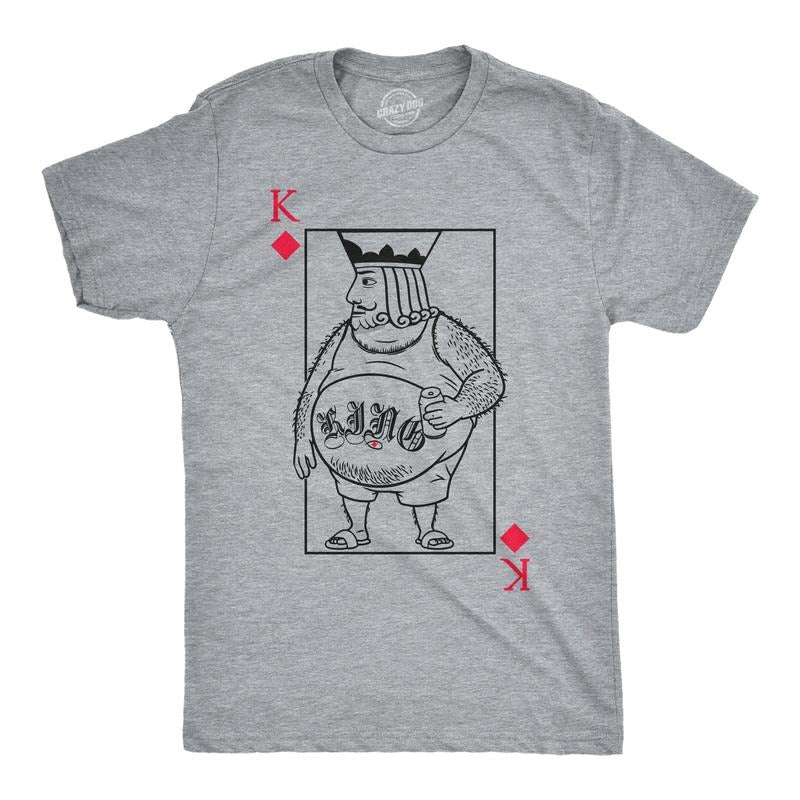 Mens Funny T Shirts Lonely King Of Diamonds Sarcastic Playing Card Graphic Novelty Tee For Men Mens Funny T Shirts Cool Tees Soft Stylish Casual Menswear Funny Sarcastic Short Sleeve Novelty Tees for Light Grey