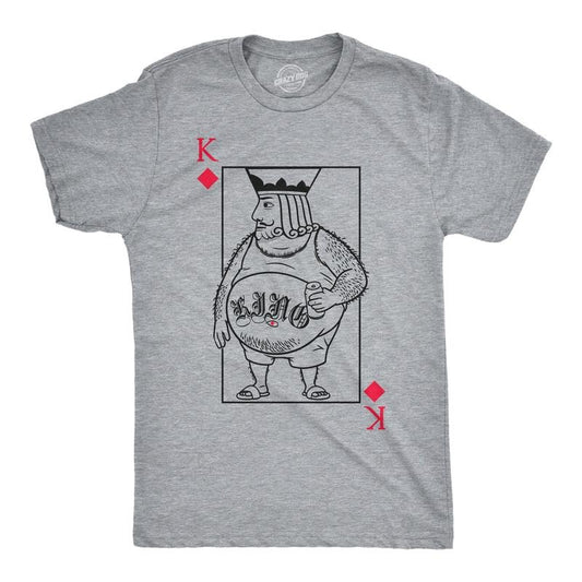 Mens Funny T Shirts Lonely King Of Diamonds Sarcastic Playing Card Graphic Novelty Tee For Men Mens Funny T Shirts Cool Tees Soft Stylish Casual Menswear Funny Sarcastic Short Sleeve Novelty Tees for Light Grey