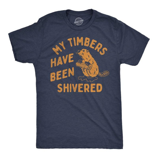 Mens Funny T Shirts My Timbers Have Been Shivered Sarcastic Beaver Graphic Novelty Tee For Men Mens Funny T Shirts Cool Tees Soft Stylish Casual Menswear Sarcastic Apparel for Men Funny Animal Short Navy -