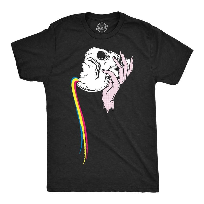 Mens Funny T Shirts Pouring Rainbow Skull Cool Graphic Tee For Men Mens Funny T Shirts Cool Tees Soft Stylish Casual Menswear Funny Sarcastic Short Sleeve Novelty Tees for Guys Black -