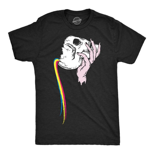 Mens Funny T Shirts Pouring Rainbow Skull Cool Graphic Tee For Men Mens Funny T Shirts Cool Tees Soft Stylish Casual Menswear Funny Sarcastic Short Sleeve Novelty Tees for Guys Black -