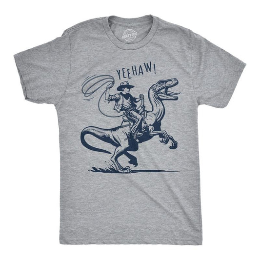 Mens Funny T Shirts Raptor Wrangler Sarcastic Dino Graphic Novelty Tee For Men Mens Funny T Shirts Cool Tees Soft Stylish Casual Menswear Sarcastic Apparel for Men Funny Dinosaur Short Sleeve Novelty Light Grey